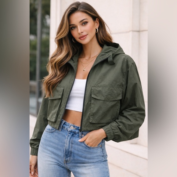 Marc O’Polo Olive Green Cropped Utility Jacket Size 36 (size small) - Picture 2 of 10